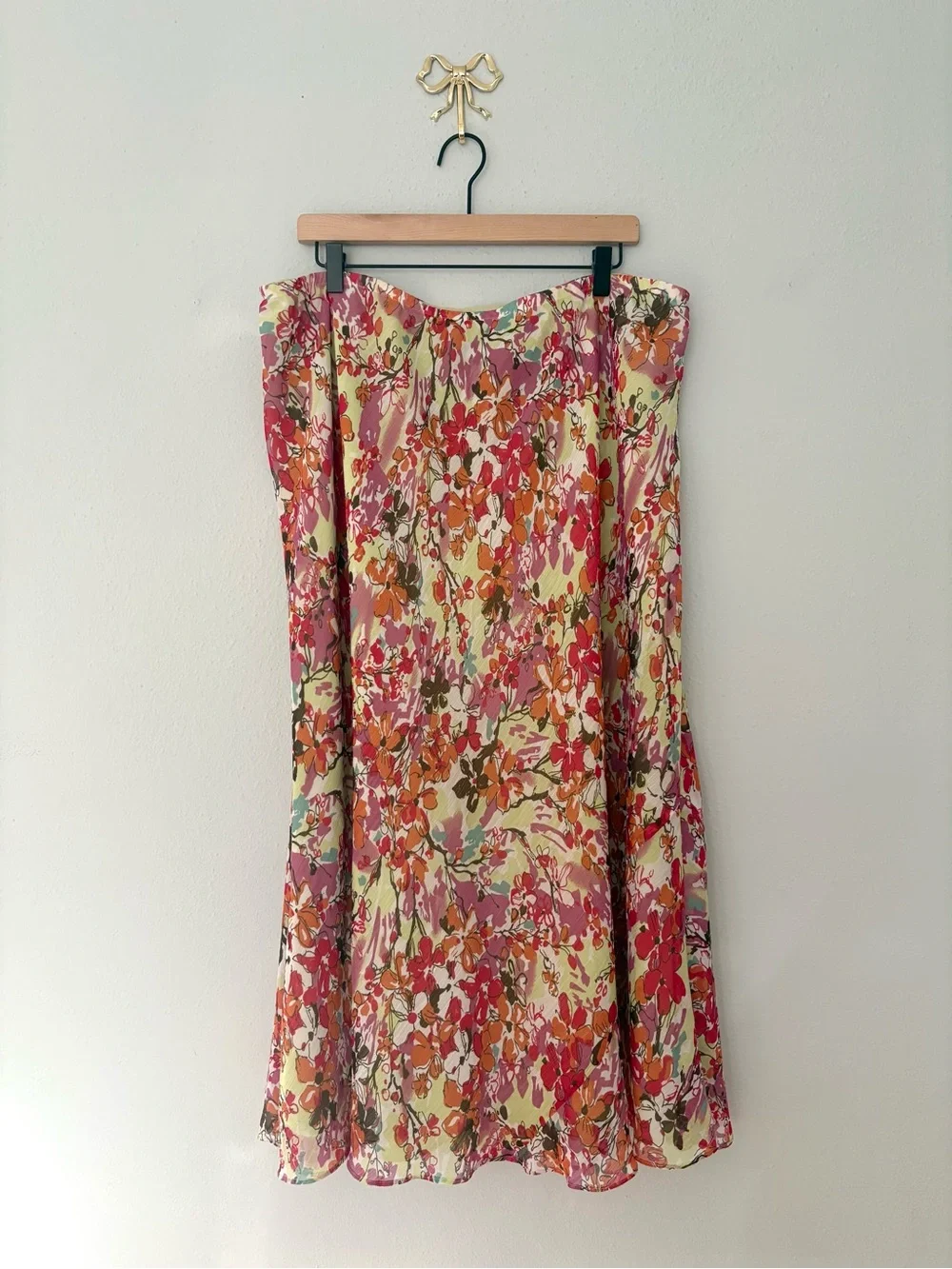 Lane Bryant Floral A-Line Skirt in Pink, Cream & Orange